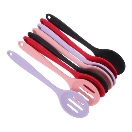 Hohopeti Teiliges Silikon Kochlöffel Set mit Antihaftbeschichtung Hitzebeständig Ergonomischer Griff Inklusive Rühr Abtropflöffel für Vielseitiges Kochen und Backen von Hohopeti