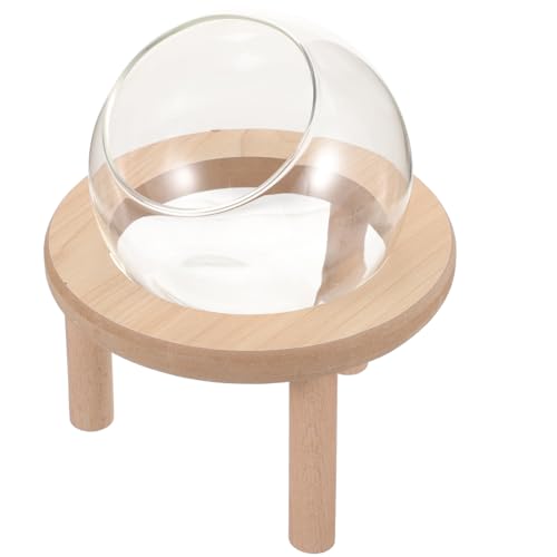 Hohopeti Transparente Hamster Sandbadewanne aus Glas mit Holzsockel Kleine Nager Sandbad Box Multifunktional als Bad und Toilette Leicht zu Reinigen für Hamster Mäuse Rennmäuse und von Hohopeti