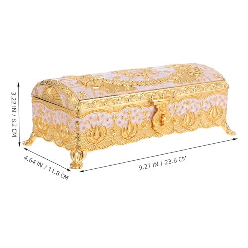 Hohopeti Vintage Schmuckbox Gold Weiß Metall Schmuckkästchen mit Metallprägung Aufbewahrung für Ringe Halsketten Ohrringe Europäisches Design Stilvolles Andenken zur Hochzeit Hohopeti Vintage Schmuckbox Gold Weiß Metall Schmuckkästchen mit Metallprägung Aufbewahrung für Ringe Halsketten Ohrringe Europäisches Design Stilvolles Andenken zur Hochzeit von Hohopeti