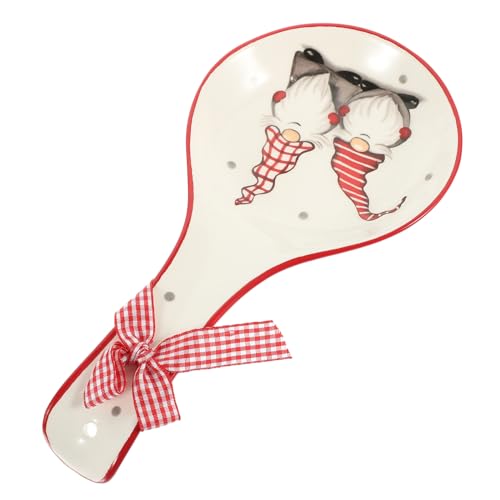 Hohopeti Weihnachtlicher Keramik Löffelhalter Essstäbchenablage mit Schleifenmotiv Festliche Besteckaufbewahrung für Küche und Esstisch Bpa Frei Stabile Essstäbchenablage von Hohopeti