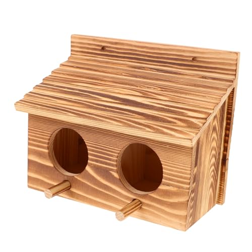 Hohopeti Wetterfeste Holz-vogelnistbox mit Doppel-Eingang und Sitzstangen für Papageien Brut Kompakte Outdoor-nistbox aus Massivem Holz für Wellensittiche Unzertrennliche und Sperlinge Hohopeti Wetterfeste Holz-vogelnistbox mit Doppel-Eingang und Sitzstangen für Papageien Brut Kompakte Outdoor-nistbox aus Massivem Holz für Wellensittiche Unzertrennliche und Sperlinge von Hohopeti