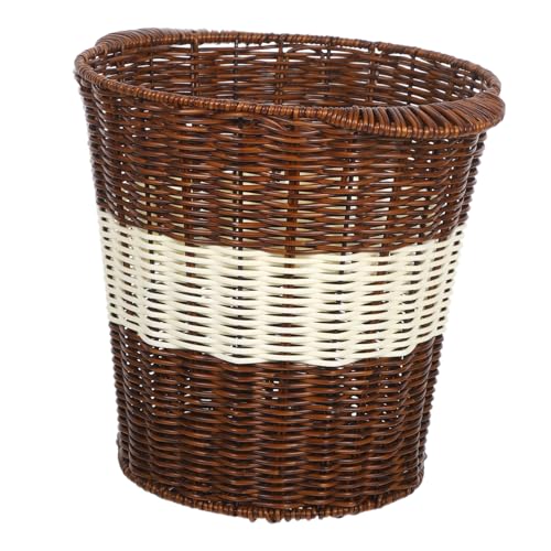 Hohopeti Woven Trash Basket Imitation Rattan Waste Paper Bin Breathable Odor Reducing Office Trash Can For Bathroom And Workspace Easy Clean von Hohopeti