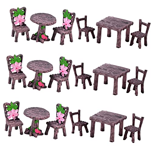 Hohopeti Zubehör Tisch Deko Mini Spielzeug 18 Stücke Dekorationen Dekoration Garten Mikroharz Blumentopf Tischschmuck Stühle Möbel Landschaft Miniaturhaus Mini Toys Tischdeko Esstisch von Hohopeti