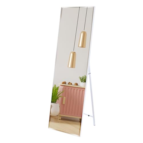 Hoikwo 140x41cm Standspiegel Ganzkörperspiegel mit Ständer, Großer Vertikaler Wandspiegel für Schlafzimmer, Wohnzimmer, Ankleidezimmer, Flur(Weiß Ankleidespiegel) von Hoikwo