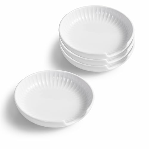 Keramik-Löffelablage für Herdplatte, 12,7 cm, Löffelhalter für Küchentheke, Schöpfkelle und Kochutensilien, hitzebeständig, moderne Küchendekoration, spülmaschinenfest, 4 Stück, Weiß von Hoilse