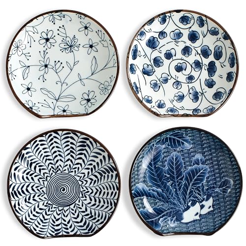 Keramik-Löffelablage für Küchentheke, 4er-Set, Löffelhalter für Herd, 12,2 cm, stapelbares Küchenzubehör für Kaffeelöffel, Kochlöffel, Löffelwiege, mikrowellen- und spülmaschinenfest - V75 von Hoilse