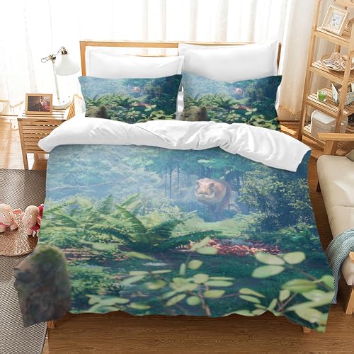 Hoimlm Dinosaurier Bettbezug Set 135X200,Kinder Tiere Druck Bettbezug mit 2 Kopfkissenhülle,Weiche Microfaser Bettbezug Reißverschluss Jungen Teens Dekorative Betten Set von Hoimlm