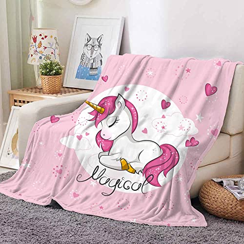 Einhorn kuscheldecke,pinkes einhorn Kuscheldecken,Sanft Flanell Weich Fleecedecke für Mädchen,kinder kuscheldecke,mikrofaser Couchdecke,einhorn decke geschenke (130 x 150 cm, Rosa Liebes-Einhorn) von Hoimlm