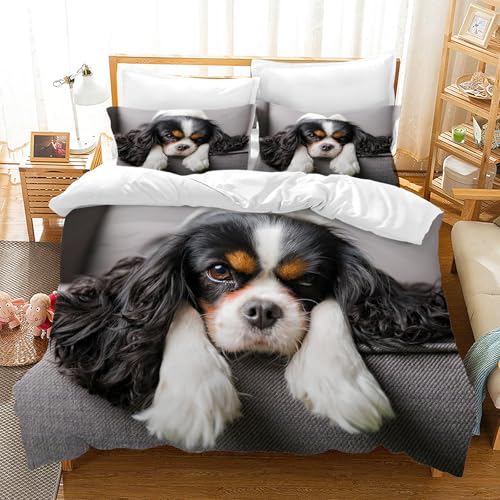 Hoimlm Kinder Bettwäsche Set - Hund bedruckter Bettbezug Kopfkissenbezug,Haustiere Betten Set Microfaser Bettbezug Set,für Jungen Mädchen Bettdeckenbezug (Welpen B, 220 x 240cm) von Hoimlm