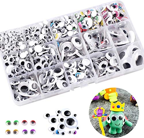 Hoiny Selbstklebend Wackelaugen, 1200 Stück Wiggle Googly Augen Kunststoff Puppe Augen, Kulleraugen Selbstklebend für DIY Scrapbooking Handwerk von Hoiny