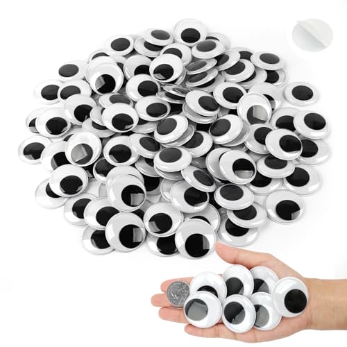 Hoiny Wackelaugen Selbstklebend Groß, 120 Stück Kunststoff Kulleraugen, 20cm Runde Schwarz Wackelaugen, Bastelaugen Augen Aufkleber für Scrapbooking, Handwerk und Spielzeugzubehör (40MM) von Hoiny