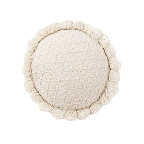 Hoisy 1Pcs Sitzkissenbezug, Kissenbezug Beige Rundes Sonnenblumenkissen mit Kissenkern Polyester-Mischung 50CM für Wohnzimmer Schlafzimmer von Hoisy