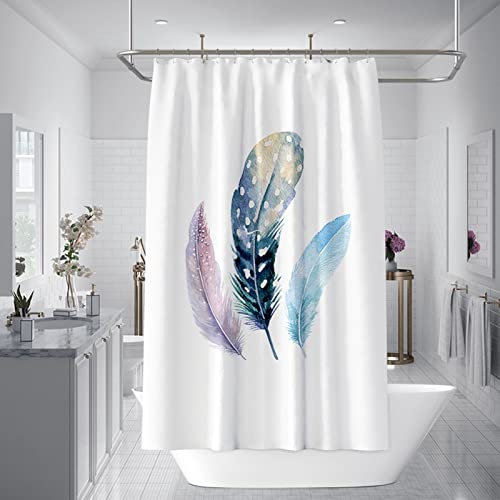 Hoisy Shower Curtains Waterproof, Shower Curtains Anti Mould Feder Weiß Lila Blau Größe 150X180CM von Hoisy