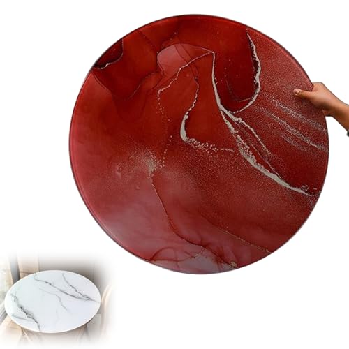 Tischplatte Aus GehäRtetem Glas, Glasplatte Rund, GehäRtetes Glas, Outdoor Glastisch, Glasplatte Rund Tischplatte Wetterfest, Round Glass Panel, Tempered Glass Diy Table ( Color : Red , Size : 60CM(24 von Hoiweqr