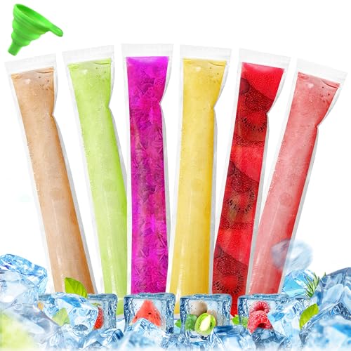 Hojalis 200 Stück Wassereis Tüten, Popsicle Taschen, Wassereis Formen Mit Trichter, Wassereis Formen Einweg, Wassereis Selber Machen für Joghurt, Eisbonbons, Eiscreme,Stangenwassereistüte (22 X 5 cm) von Hojalis