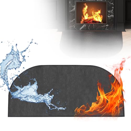 Hojalis Feuerfeste Kaminmatte, 102x50CM Feuerfeste Unterlage, Funkenschutzplatte Für Kaminofen, Kaminbodenplatte Halbrund, Hitzeschutzmatte Bodenschutzmatte, Feuerfeste Matte Für Küche, Fireplace von Hojalis