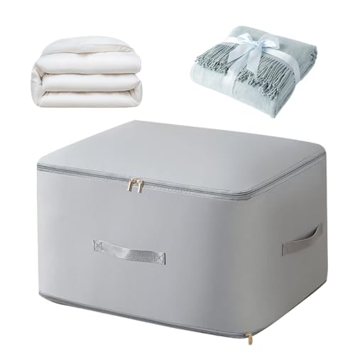 Hojalis Selbstkomprimierender Organizer, Ultra Platzsparender Selbstkompressions Organizer, Kleidung Aufbewahrung, Platzsparende Taschen Geeignet für Kleidung, Decken, Bettwäsche (Grau, L, 54x42x30cm) von Hojalis