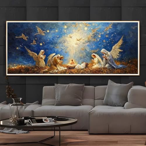 Diamond Painting Religion Engel, Diamond Painting Groß xxl 120 X 60 cm, DIY Diamant Painting Bilder, 5D Diamond Painting Erwachsene, Daiments Painting Diamond Art Crafts, Haus Wand Dekoration -111FC von Hojoomo