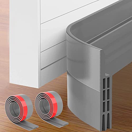 2 Stücke Türdichtung Zugluftstopper Für Türen, Tür Zugluftstopper & Türdichtung Selbstklebend, Schalldichter Türschutz Für Türen, Bürstendichtung & Door Seal, Türdichtung Unten, 5 x 100cm, 2M Grau von Hojoy