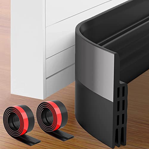 2 Stücke Türdichtung Zugluftstopper Für Türen, Tür Zugluftstopper & Türdichtung Selbstklebend, Schalldichter Türschutz Für Türen, Bürstendichtung & Door Seal, Türdichtung Unten, 5 x 100cm, 2M Schwarz von Hojoy