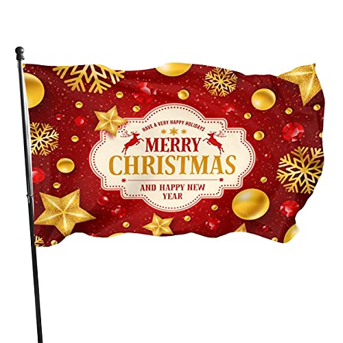 Flagge Winterurlaub Weihnachten Sparkle Sterne Schneeflocken Xmas Decorations Party Flagge Supplies Polyester with Metal Grommets Banner Flaggen for Indoor Outdoor Home Party Decor 90x150 cm von Hokdny