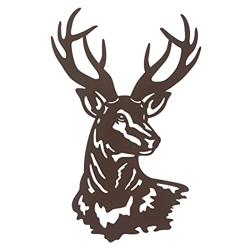 Hirsch-Metall-Wandskulptur, Hirschkopf-Silhouette, Wanddekoration, Metalltier-Wanddekoration, Wildtier-Silhouette, Wandkunst, geeignet zum Aufhängen im Wohnzimmer, Badezimmer, drinnen und draußen Tür von Hokfirm