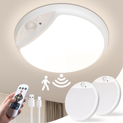 LED Akku Deckenleuchte mit Bewegungsmelder, Schranklicht mit fernbedienung ohne Stromanschluss, 10000mAh Batteriebetrieben Badezimmer Lampe für Keller, Garage, Schrank, Mietwohnungs, Schlafzimmer LED Akku Deckenleuchte mit Bewegungsmelder, Schranklicht mit fernbedienung ohne Stromanschluss, 10000mAh Batteriebetrieben Badezimmer Lampe für Keller, Garage, Schrank, Mietwohnungs, Schlafzimmer von Hokone