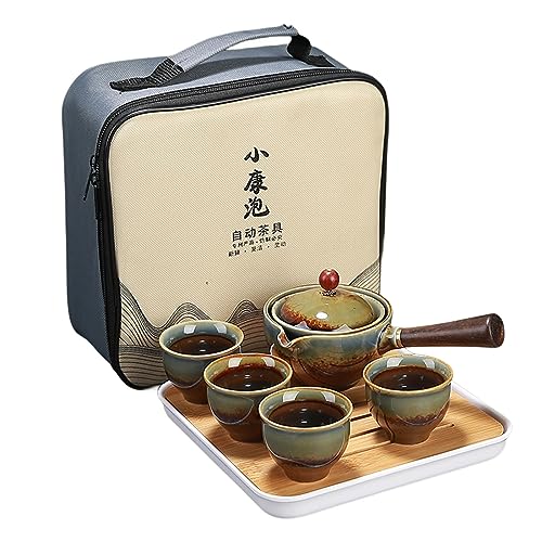 Axurhui Magic Teapot, Magic Teapot Cat, Ceramic Portable Travel Tea Set, Magic Teapot, 360 Rotation Tea Maker and Infuser and Infuser, Magic Teapot for Home Lazy Chinese Tea Set (B) von Hokuto