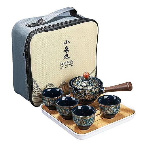 Axurhui Magic Teapot, Magic Teapot Cat, Ceramic Portable Travel Tea Set, Magic Teapot, 360 Rotation Tea Maker and Infuser and Infuser, Magic Teapot for Home Lazy Chinese Tea Set (C) von Hokuto