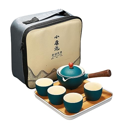 Axurhui Magic Teapot, Magic Teapot Cat, Ceramic Portable Travel Tea Set, Magic Teapot, 360 Rotation Tea Maker and Infuser and Infuser, Magic Teapot for Home Lazy Chinese Tea Set (F) von Hokuto
