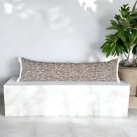 Gewebtes Lendenkissen Langer Lendenkissenbezug Neutral Rustikal Boho Lendenwirbel Klobiges Strukturiertes Design Mit Fransenkante, Perfekt Für Bett von HolaCasa