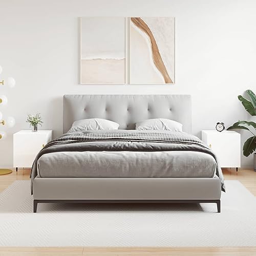 2 Nachttische Hochglanz-Weiß 40x40x50 cm, Moderner Beistelltisch aus Holzwerkstoff, Praktische Nachtkonsole für Schlafzimmer, Wohnzimmer von Holamys