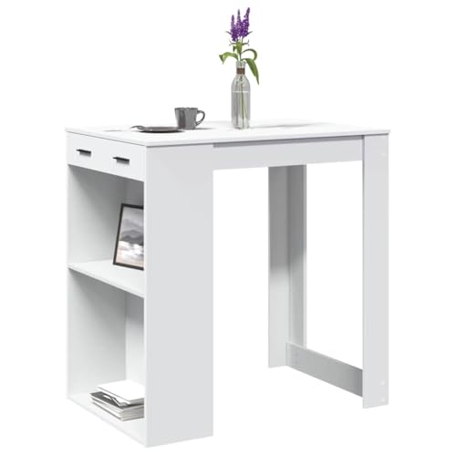 Bartisch Weiß 102x70x103,5 cm aus langlebigem Holzwerkstoff, multifunktionaler Esstisch für Küche und Wohnzimmer, ideal für intime Zusammenkünfte und lockere Gespräche Bartisch Weiß 102x70x103,5 cm aus langlebigem Holzwerkstoff, multifunktionaler Esstisch für Küche und Wohnzimmer, ideal für intime Zusammenkünfte und lockere Gespräche von Holamys