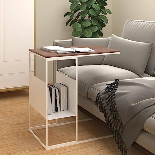 Beistelltisch Weiß 55x36x59,5 cm, Holzwerkstoff, C-Design, mit Ablage, robustem Eisenrahmen, ideal als Couchtisch für Wohnzimmer, Schlafzimmer, platzsparend Beistelltisch Weiß 55x36x59,5 cm, Holzwerkstoff, C-Design, mit Ablage, robustem Eisenrahmen, ideal als Couchtisch für Wohnzimmer, Schlafzimmer, platzsparend von Holamys
