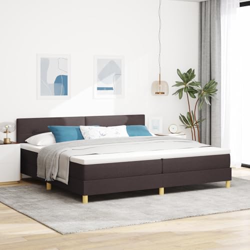 Boxspringbett mit Matratze, 200x200 cm, Dunkelbraun, Stoff, Schlafzimmer, King-Size, Polsterbett, Matratzentopper, stabile Holzbeine Boxspringbett mit Matratze, 200x200 cm, Dunkelbraun, Stoff, Schlafzimmer, King-Size, Polsterbett, Matratzentopper, stabile Holzbeine von Holamys