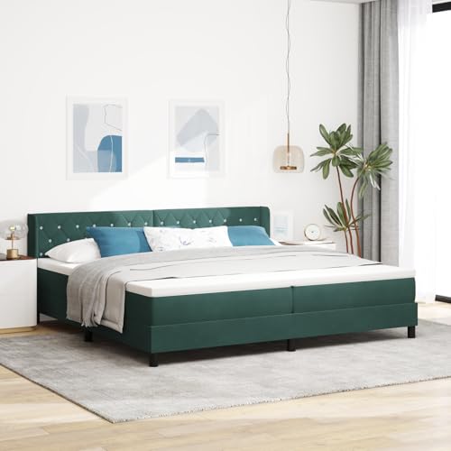 Boxspringbett mit Matratze, 200x200 cm, dunkelgrüner Samt, luxuriöses Schlafzimmer-Möbelstück mit Taschenfedern, hohem Komfort, ideal als Plattformbett von Holamys