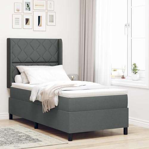 Boxspringbett mit Matratze, dunkelgrau, 100x200 cm, Stoff, Taschenfederkern, einfache Pflege, erholsamer Schlaf Boxspringbett mit Matratze, dunkelgrau, 100x200 cm, Stoff, Taschenfederkern, einfache Pflege, erholsamer Schlaf von Holamys