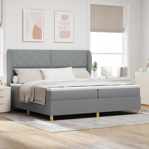 Boxspringbett mit Matratze Hellgrau, 200x200 cm, Stoff, Modernes Schlafzimmer Möbel, Bequemer Schlafkomfort, Robustes Bettrahmen System Boxspringbett mit Matratze Hellgrau, 200x200 cm, Stoff, Modernes Schlafzimmer Möbel, Bequemer Schlafkomfort, Robustes Bettrahmen System von Holamys