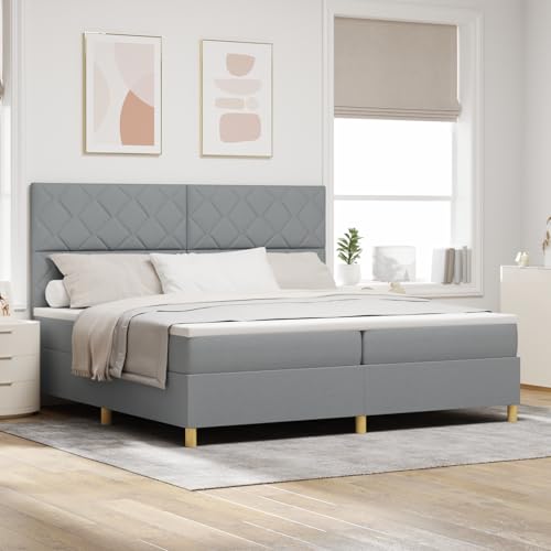 Boxspringbett mit Matratze & LED-Licht, Hellgrau 200x200 cm, Modernes Schlafzimmer Möbel, Bequemes Bettgestell, Inklusive Topper Boxspringbett mit Matratze & LED-Licht, Hellgrau 200x200 cm, Modernes Schlafzimmer Möbel, Bequemes Bettgestell, Inklusive Topper von Holamys