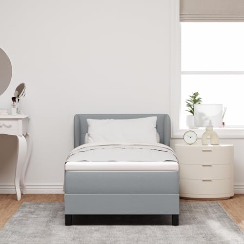 Boxspringbett mit Taschenfederkernmatratze, Hellgrau, 80x200 cm, Stoff, Modernes Design, Schlafzimmer, Einzelbett Boxspringbett mit Taschenfederkernmatratze, Hellgrau, 80x200 cm, Stoff, Modernes Design, Schlafzimmer, Einzelbett von Holamys