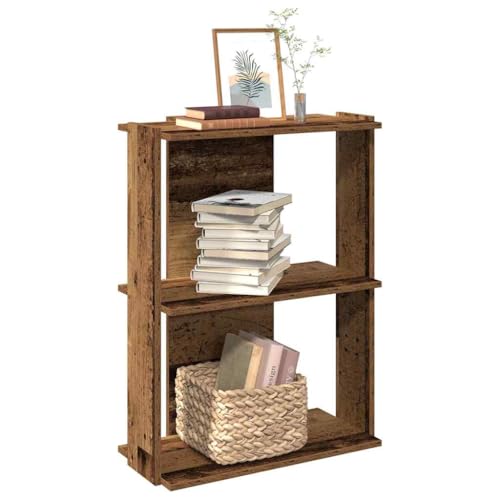 Bücherregal 3 Böden Altholz-Optik 60x30x80 cm Holzwerkstoff, Standregal für Bücher & Dekoration, vielseitiger Cube Storage Organizer von Holamys