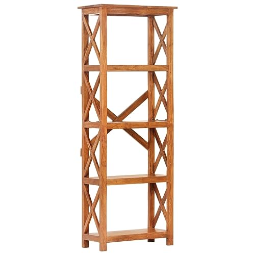 Bücherregal 60x30x160 cm Massivholz Akazie, Honigfarbenes Finish, Standregal mit 4 Ablagen, Stabil & Langlebig, Ideal für Bücher & Dekoration von Holamys