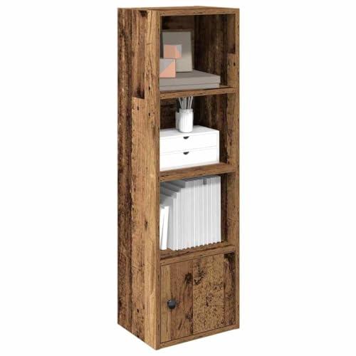 Bücherregal Altholz-Optik 31x24x102 cm, Holzwerkstoff Standregal mit Tür, vielseitiger Cube Storage Organizer für Bücher, Deko und Akten von Holamys