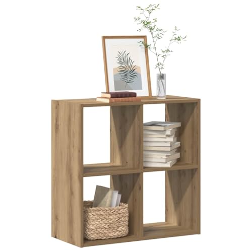 Bücherregal Artisan-Eiche, 68,5x32x68,5 cm, 4-Fächer Holzwürfel Regal, vielseitiger Cube Storage Organizer für Bücher, Sammlerstücke, Deko, ideal als Raumteiler für Wohnzimmer von Holamys