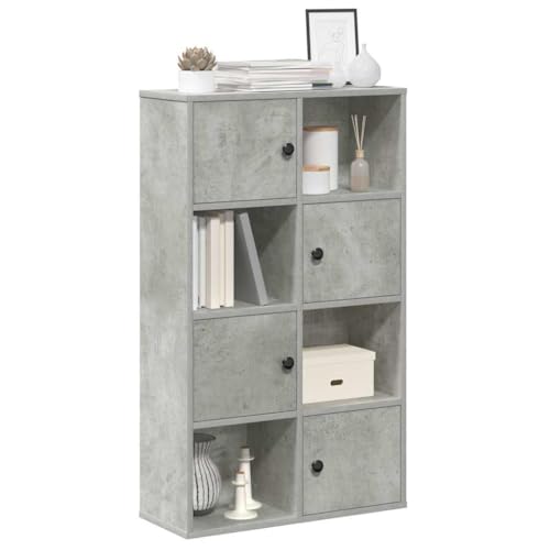 Bücherregal Betongrau 60x24x101,5 cm, Holzwerkstoff, Vielseitiger Cube Organizer mit Tür, Platzsparende Aufbewahrung für Bücher und Deko, Robuste Konstruktion für Wohnzimmer und Büro von Holamys