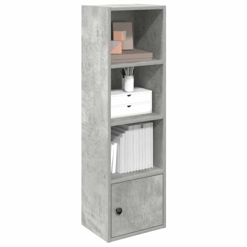 Bücherregal Betongrau aus Holzwerkstoff, 31x24x102 cm, mit Tür, Flexibler Stauraum für Bücher, Zeitschriften, Akten und Sammlerstücke im Wohnzimmer, Büro oder Arbeitszimmer von Holamys