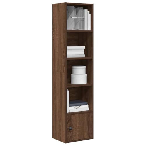 Bücherregal Braun Eichen-Optik, 31x24x127 cm Holzwerkstoff mit Tür, Langlebige Standregal für Bücher, Zeitschriften & Dekoration, Vielseitiger Stauraum Organizer von Holamys