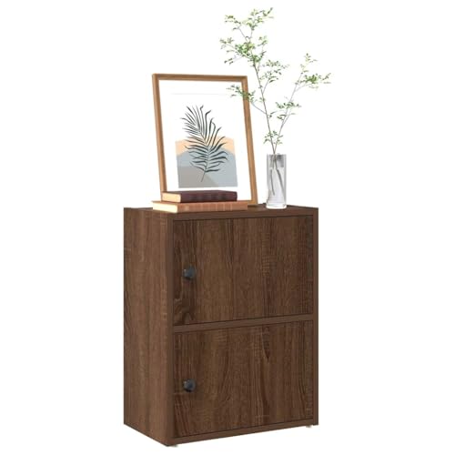 Bücherregal Braun Eichen-Optik, 40x24x52 cm Holzwerkstoff, kleines Regal mit Tür, Flexibler Stauraum für Bücher, ideal für Wohnzimmer, Arbeitszimmer von Holamys
