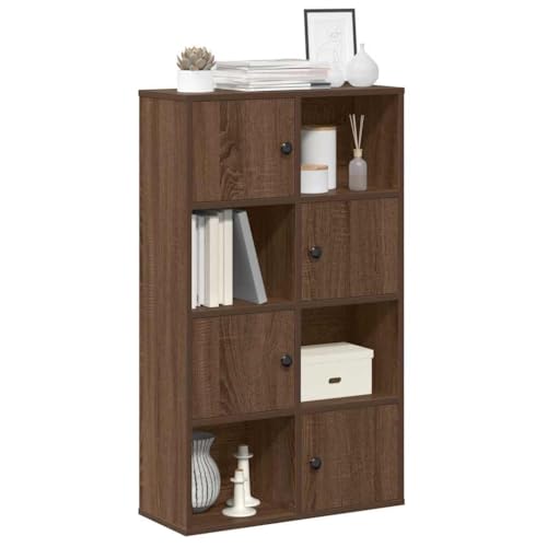 Bücherregal Braun Eichen-Optik 60x24x101,5 cm, Holzwerkstoff Standregal mit Tür, vielseitiger Cube Storage Organizer für Wohnzimmer, Büro und Schlafzimmer von Holamys