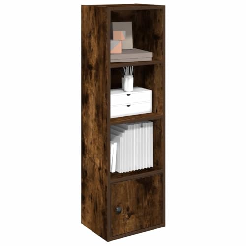Bücherregal Räuchereiche 31x24x102 cm, vielseitiger Holzwerkstoff Schrank mit Tür, perfekt für Bücher, Sammlerstücke und Pflanzen im Wohnzimmer, Schlafzimmer oder Büro von Holamys